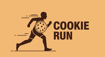 Obraz premium Energetic Athlete Sprinting With A Cookie For A Playful Delicious Treat Concept Illustration