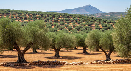 Fototapeta premium Olive Trees in a Mediterranean Landscape