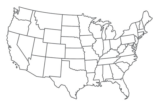 Outline Map of the Contiguous United States with State Borders