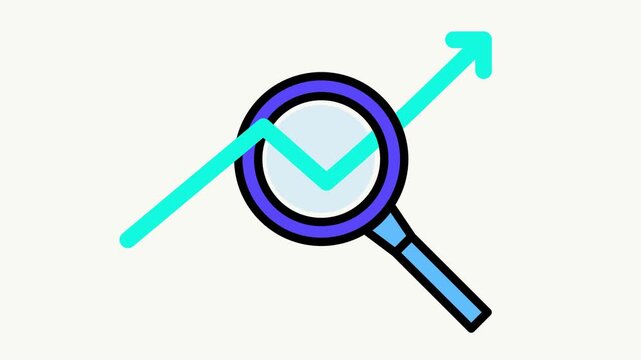 4k footage animation of analysis data chart and magnifying glass. Financial reports. Investment strategy and business intelligence data analysis. Video motion graphic video template design graphics