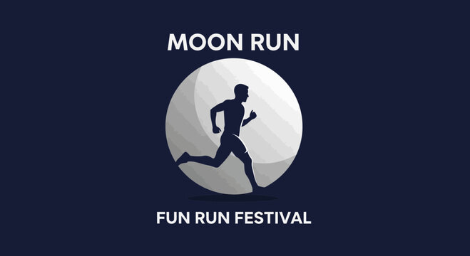Evening Moonlit Run Silhouette Poster for Fun Race Fitness Enthusiasts Festival