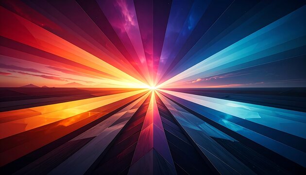 Vibrant multicolor light rays emanating from a central point (1)