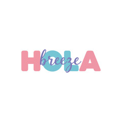 Hola greeting in colorful pastel typography on white background for social media © DULABA Stock