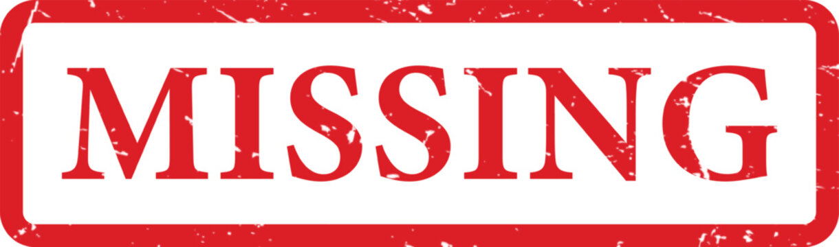 Missing rubber stamp vector illustration with grunge effect.
