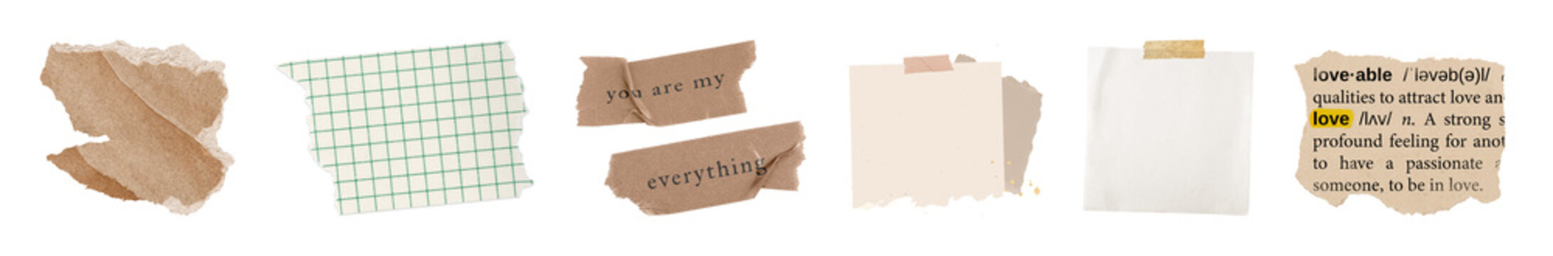 PNG Torn paper collage elements on transparent background