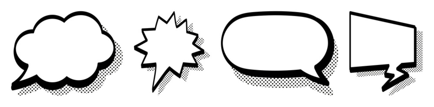 PNG Comic speech bubbles collection on transparent background