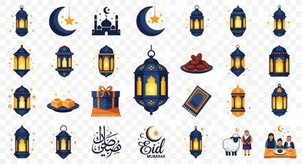 Eid Mubarak lanterns and symbols. © Ahmat prasojo