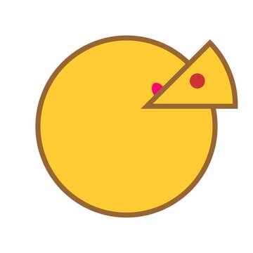 Yellow cheese pie chart, sliced cheese, circular graph, food icon