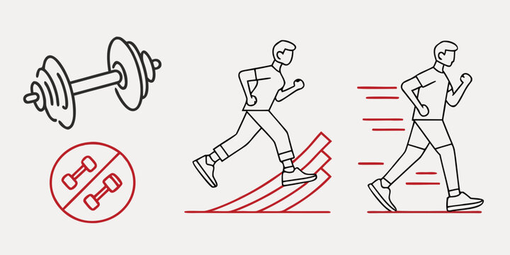 Fitness with dumbbells and running man exercise workout
