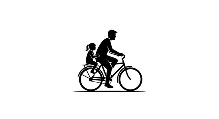 Obraz premium Man riding bicycle with child seat.