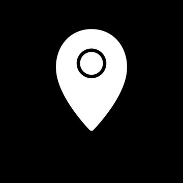 Simple White Map Pin Icon Bouncing Loop Animation on Black Background