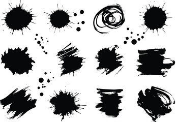 Fototapeta premium Black Ink Brush Strokes Vector Illustration
