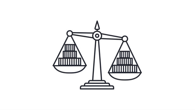 Trade Balance Scale Icon with Cargo Containers