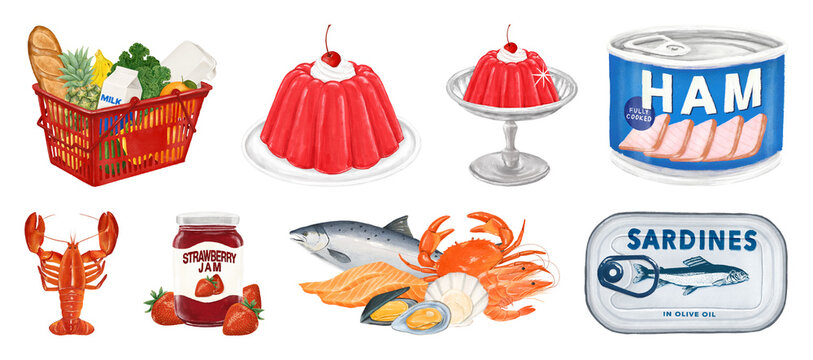 PNG Vintage food illustration collection on transparent background