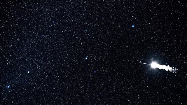 Bright Bolide Meteoroid Streaking Through Space with Luminous Vapor Trail