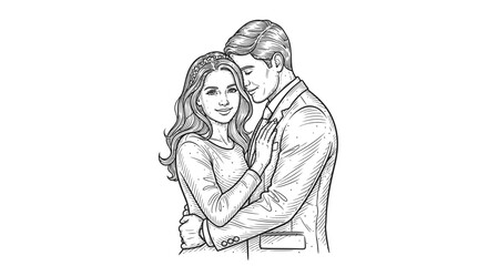 Naklejka premium Couple in embrace vector illustration of affection romance and connection
