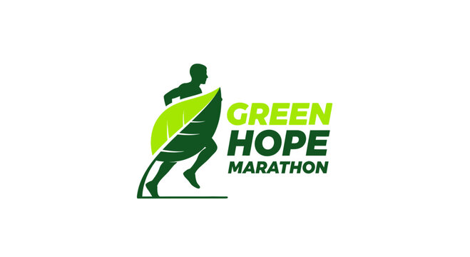Green Hope Marathon Runner Emblem Displayed In Front of White Background