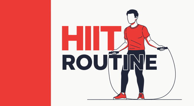 HIIT Workout Routine Concept Art Featuring Young Athlete Skipping Rope for Exercise Goal