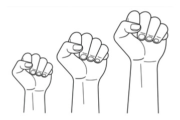 Fototapeta premium Raised Fist Vector Illustrations in Different Sizes