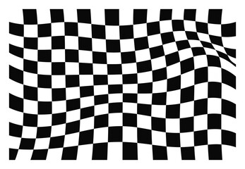 Obraz premium Distorted Black and White Checkered Pattern with Wavy Effect