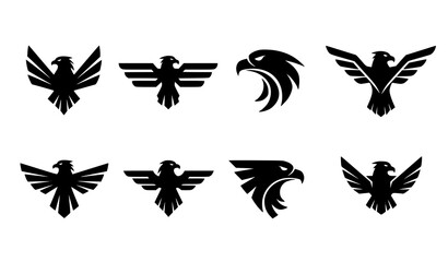 Fototapeta premium Abstract eagle logo vector geometric silhouette modern design set