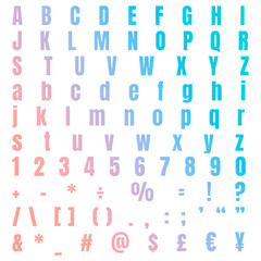 Naklejka premium Gradient alphabet number symbol png set