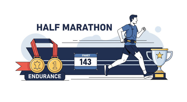 Half Marathon Achievement Winning Trophy Runner Endurance