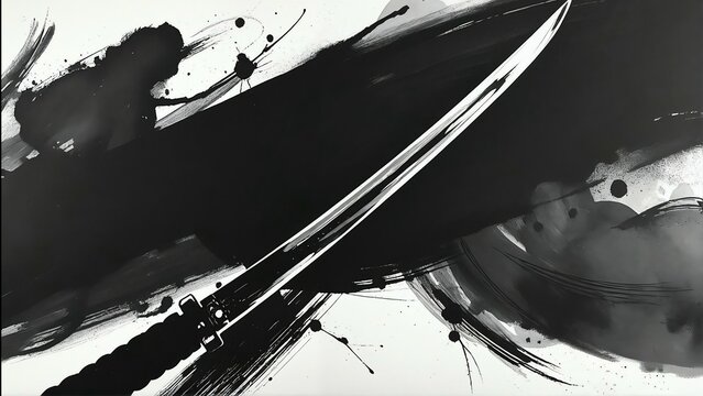 Sword in Sumi-e Symbolic style