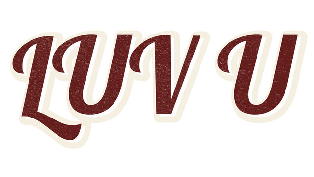 Retro word LUV U typography design element