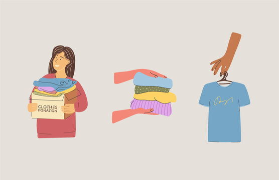 Giving and Clothes Donation Concept Illustration