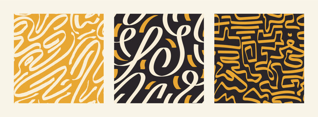 Bold Hand-Drawn Scribble Seamless Pattern Set © irocket