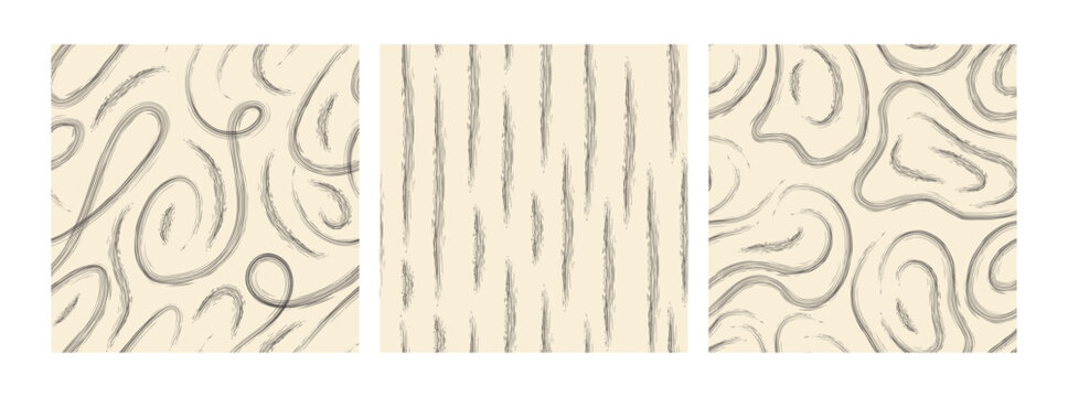Minimalist Textured Line Seamless Pattern Set
