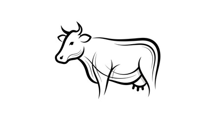 Fototapeta premium Black and white cow standing still.
