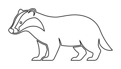 Minimalist badger line art vector, black and white wildlife illustration, simple badger silhouette icon for nature branding and coloring pages © Muhammad
