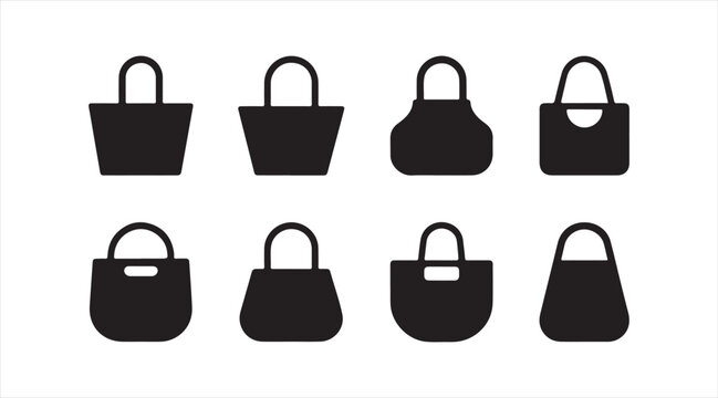 Minimal purse and bag symbol set showing stylish accessories