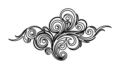Fototapeta premium Vintage floral scroll ornament, elegant black swirl filigree vector, baroque decorative flourish element for wedding invitations and luxury branding