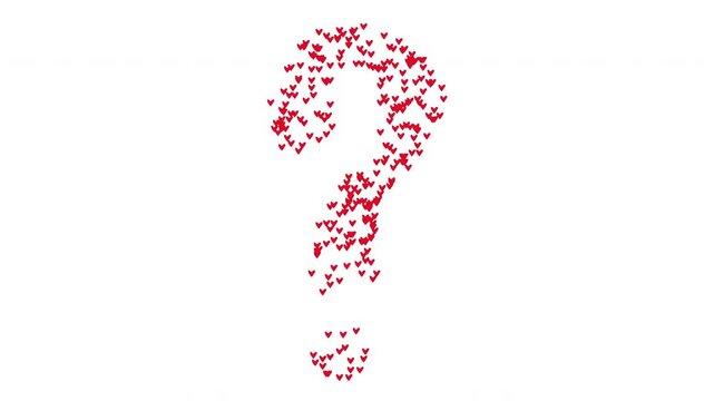 Red Hearts Question Mark Animation with Alpha Channel