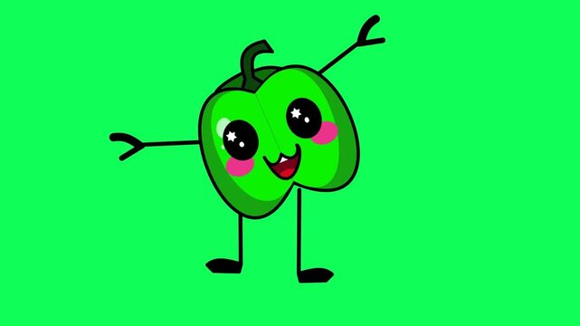 capsicum jumping dancing happily looped animation