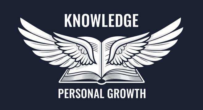 Illustration Representing Knowledge And Growth With Symbolism Of Wings And Open Book