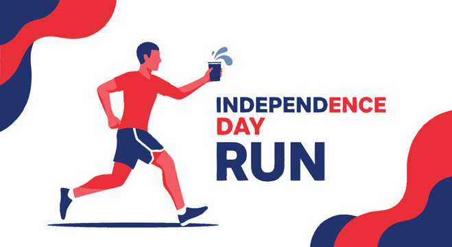 Independence Day Running Event Featuring Patriotic Design and Athlete's Run