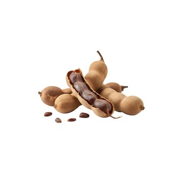 Fresh tamarind pods and seeds isolated on white background