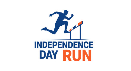 Obraz premium Independence Day Run: Dynamic Image Of Athlete Hurdling Over Barrier Celebrating Victory
