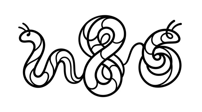 Abstract snake-like design with intertwined shapes and elegant lines.