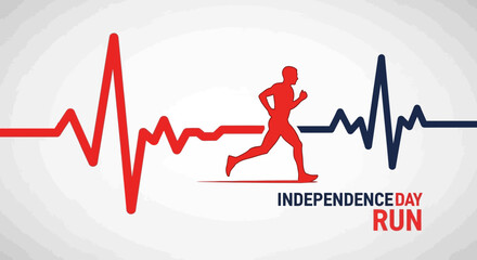 Obraz premium Independence Day Run: Energetic Illustration Featuring Human Cardio and Celebration, Minimalist