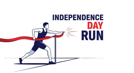 Fototapeta premium Independence Day Run: Celebrate Freedom With Dynamic Illustration Of Athlete Crossing Finish Line
