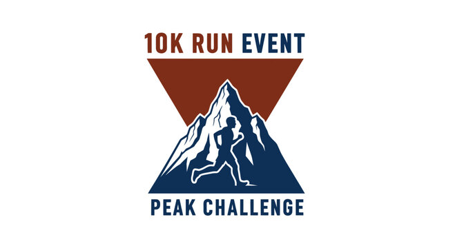 Inspiring 10K Run Event Logo Peak Challenge Concept Fitness Mountain Design