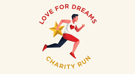 Obraz premium Inspiring Charity Run With a Loving Heart to Achieve Dreams: Motivational Illustration