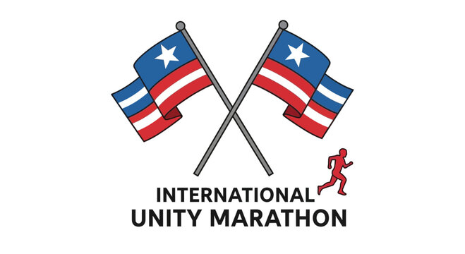 International Unity Marathon Logo Depicting Flags and Symbolizing Global Sports Competition