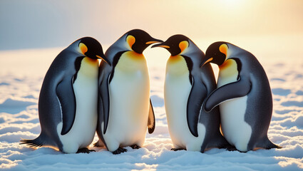 Obraz premium Group_of_penguins_with_distinct_facial_expressions_