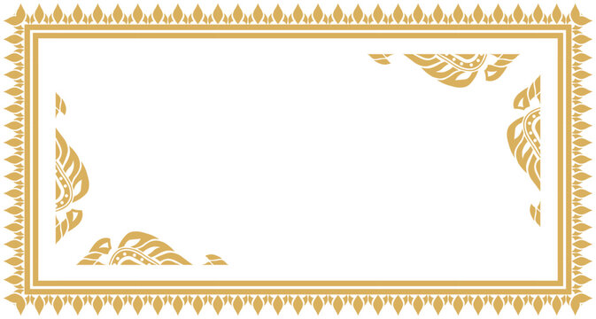 Gold vintage ornamental frame and border design with ethnic pattern.